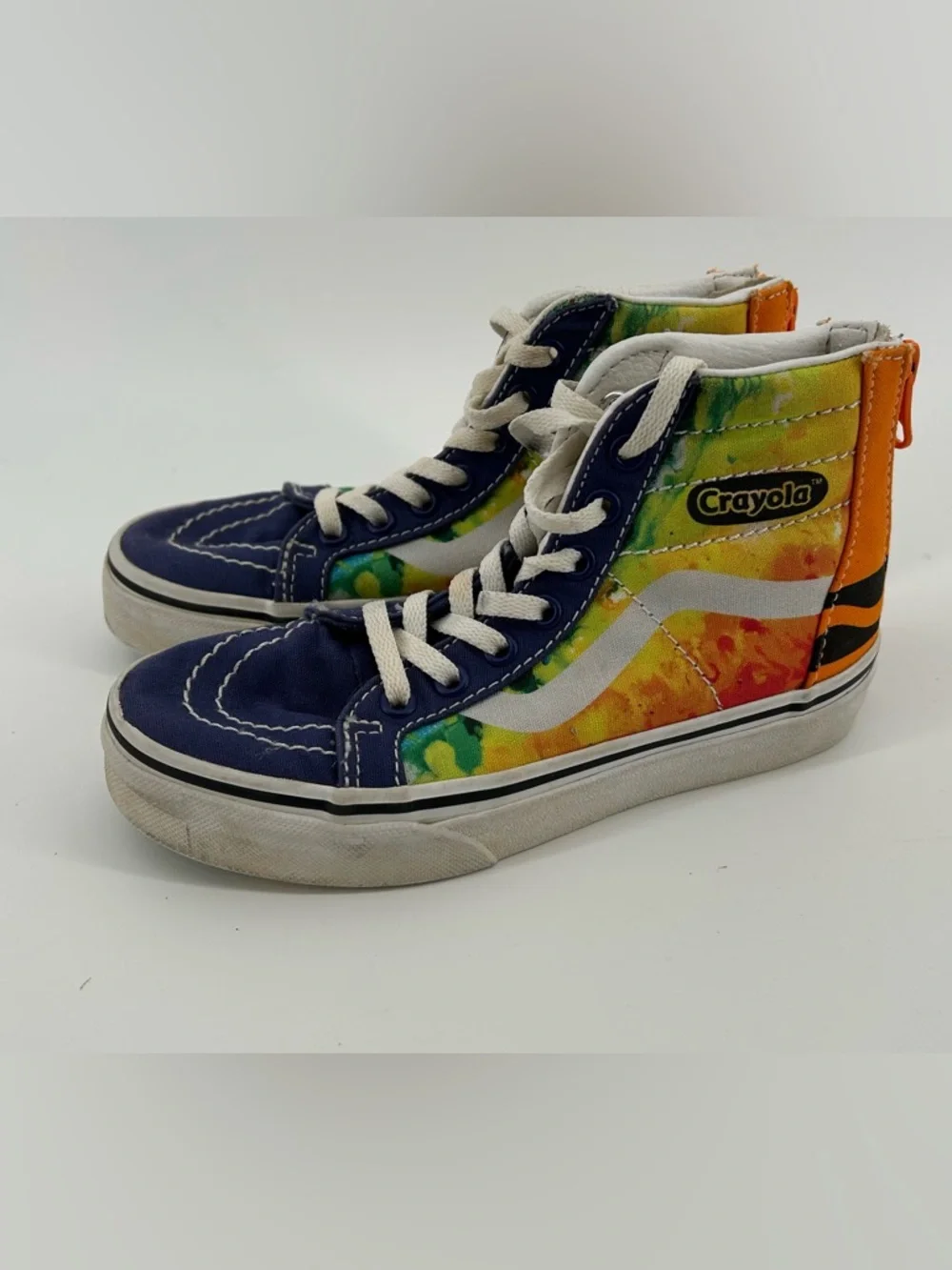 Vans Crayola Navy High-Top Sneakers with Rainbow Tie-Dye Panels